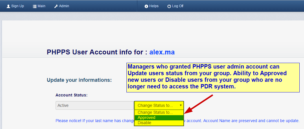 User status