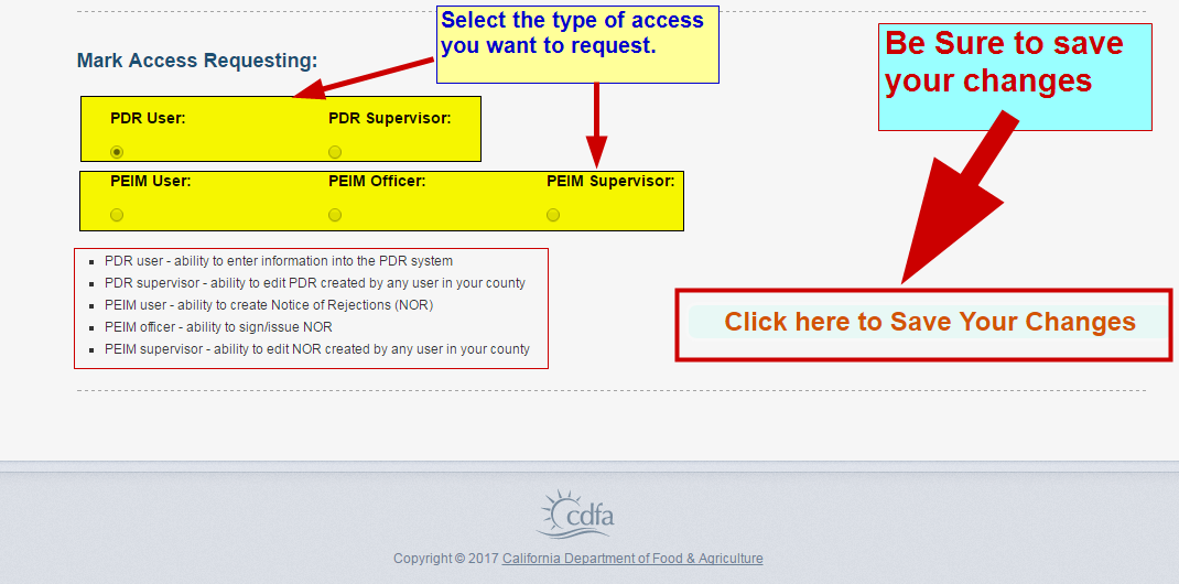 Select Access level